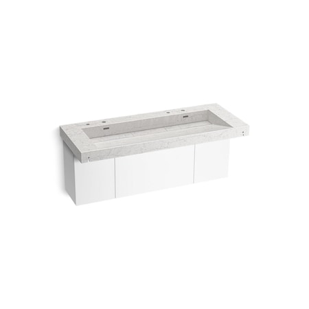 Kohler Constellation 60In Wall-Mount Trough Lavatory System In Pearl Jasmine 81032-BPW-KEP